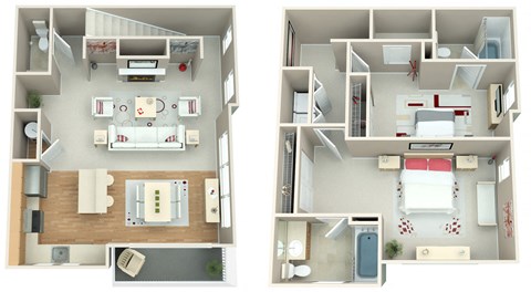 Springwater Crossing Apartments Townhome B 3D Floor Plan